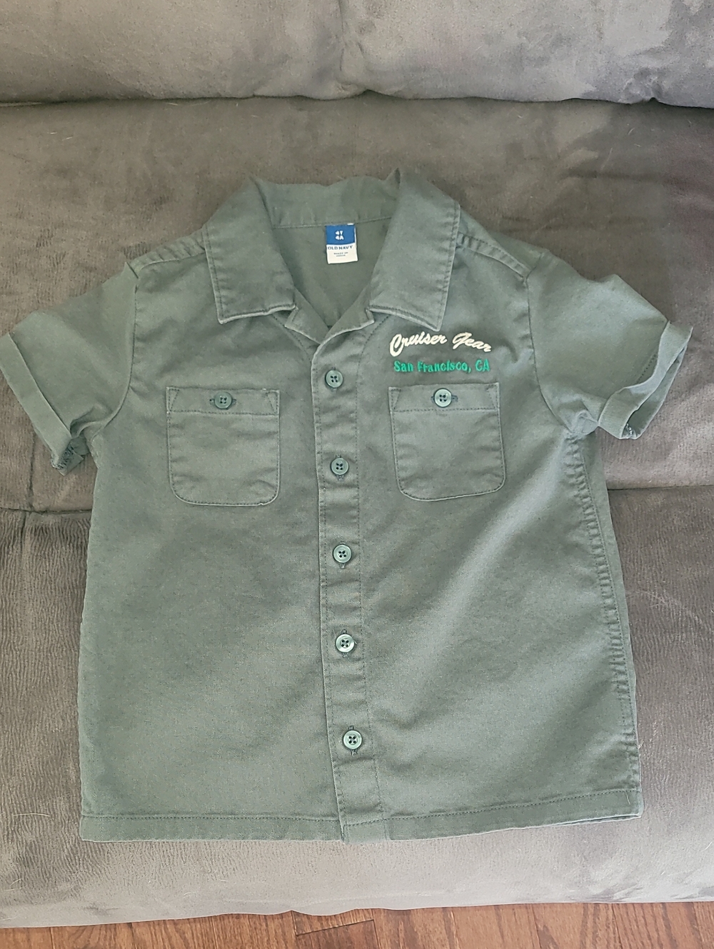 Old Navy Cruiser Gear Forest Green Short-Sleeve Mechanic Shirt for Kids
